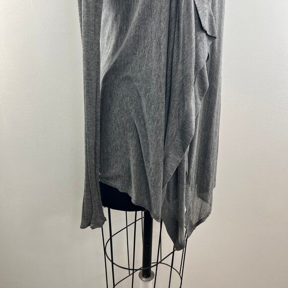 Helmut Lang Gray Cardigan Sweater Micro Modal Open Front Long Sleeve FLAW - Picture 4 of 11